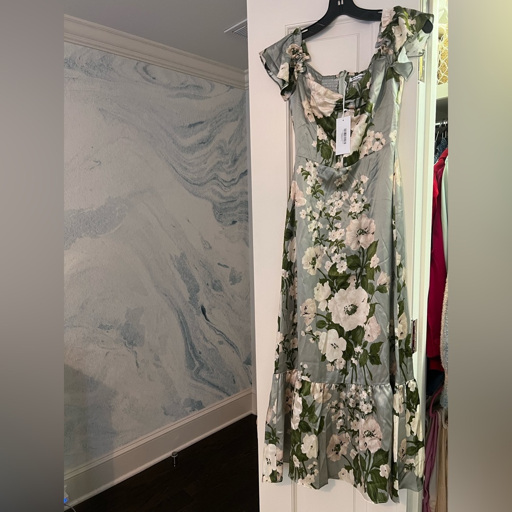 Reformation Sianna Silk Dress in Tarragon (2)